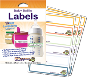 Easy to use, Whoozems Self Laminating Baby Bottle and Child Care Label Directions.